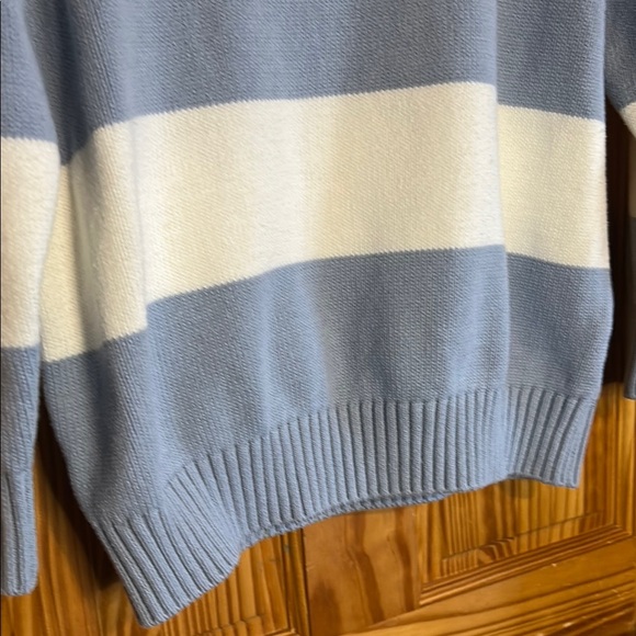 Striped Blue and Cream Women's Sweater - Picture 5 of 12